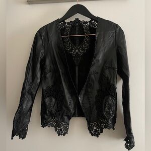Leather and crochet vintage jacket size S